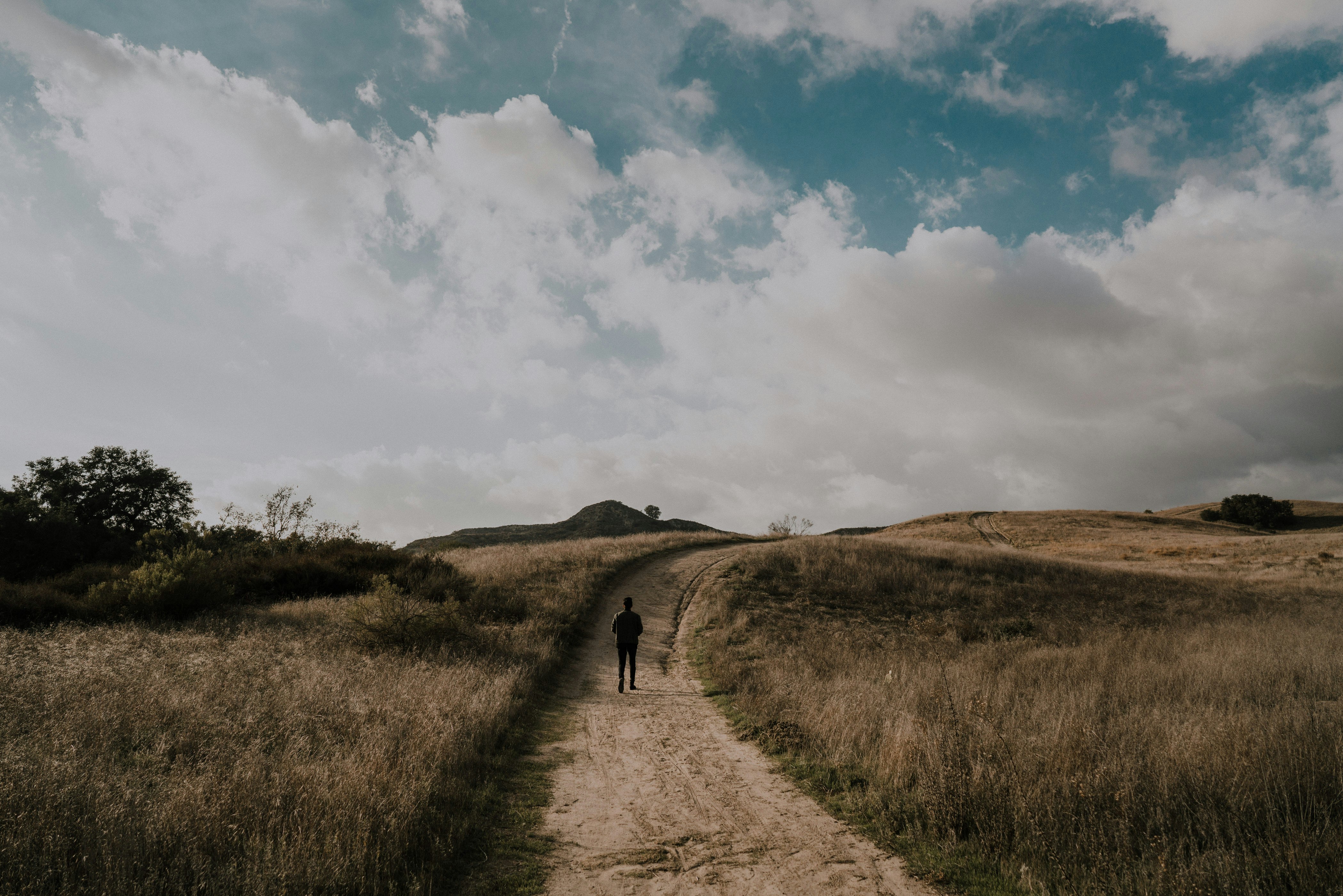 Person walking alone on a path